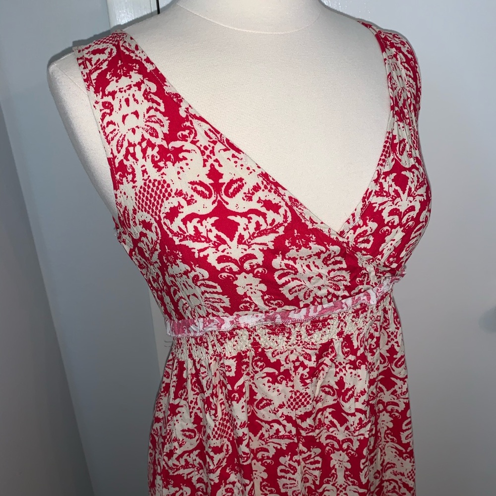 Women’s Ikat Maxi Dress Red & White M Long Sleeveless Summer Print Sz 8 10 - Picture 3 of 11